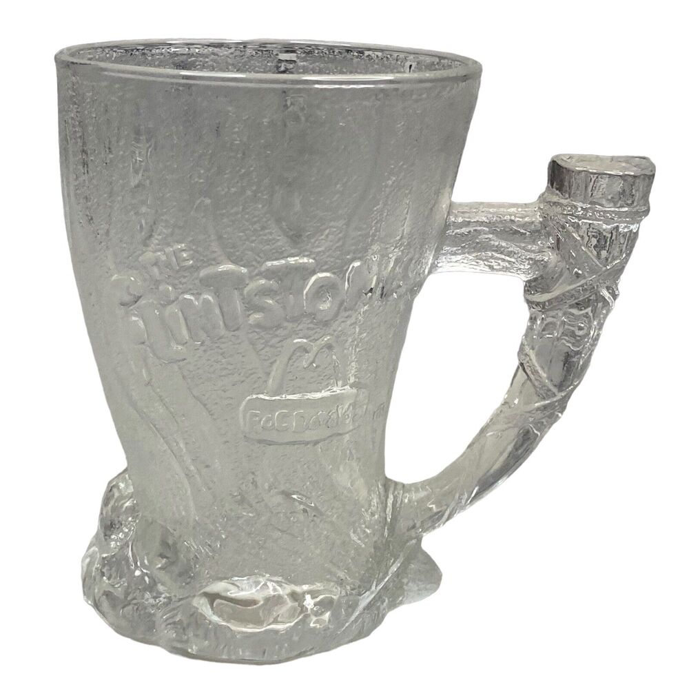 McDonald's 1993 FLINTSTONES "RocDonalds" Frosted Glass “Mammoth Mug” Coffee